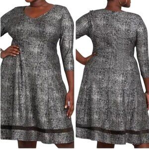 Lane Bryant Womens Plus Size 18/20 V-Neck Dress With 3/4 Sleeves & Mesh Trim NWT